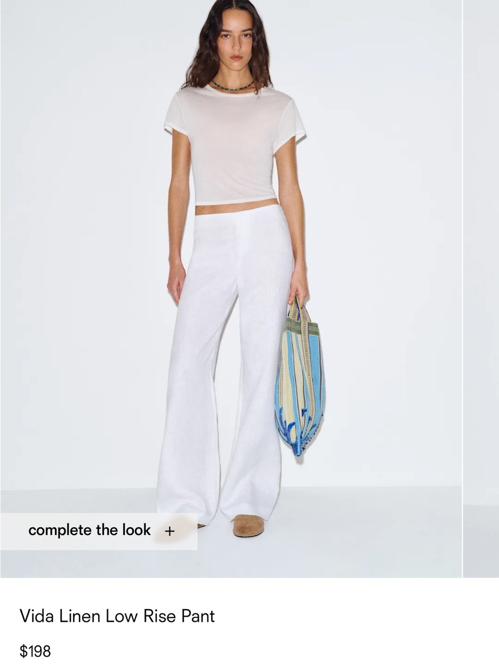 Vida Linen Low Rise Pant - White